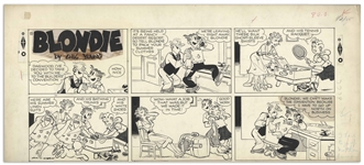 Chic Young Hand-Drawn ''Blondie'' Sunday Comic Strip From 1955 -- Dagwood Drives Blondie to Her Limit